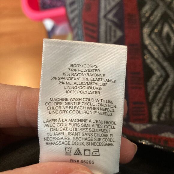 Express Skirt Womens Sz 6 Gray Red Aztec Southwest Wrap Front Tweed Mini Stretch - Picture 7 of 10